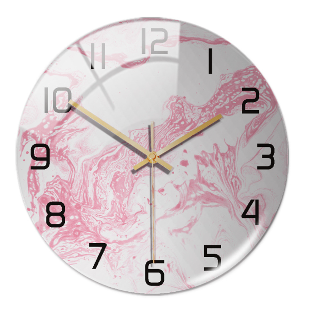 Wall Clocks : Horloge Murale Silencieuse Ø30cm, Effet Marbre Blanc Luxe Moderne pour Salon/Bureau dans de Marche Lino