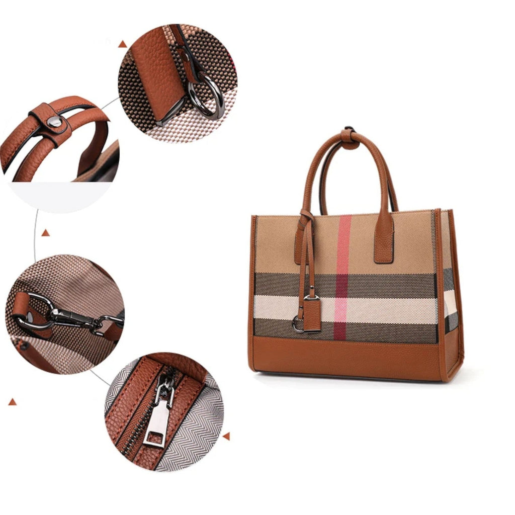 Sac en Toile Rayé - Spacieux et Polyvalent Or Femme