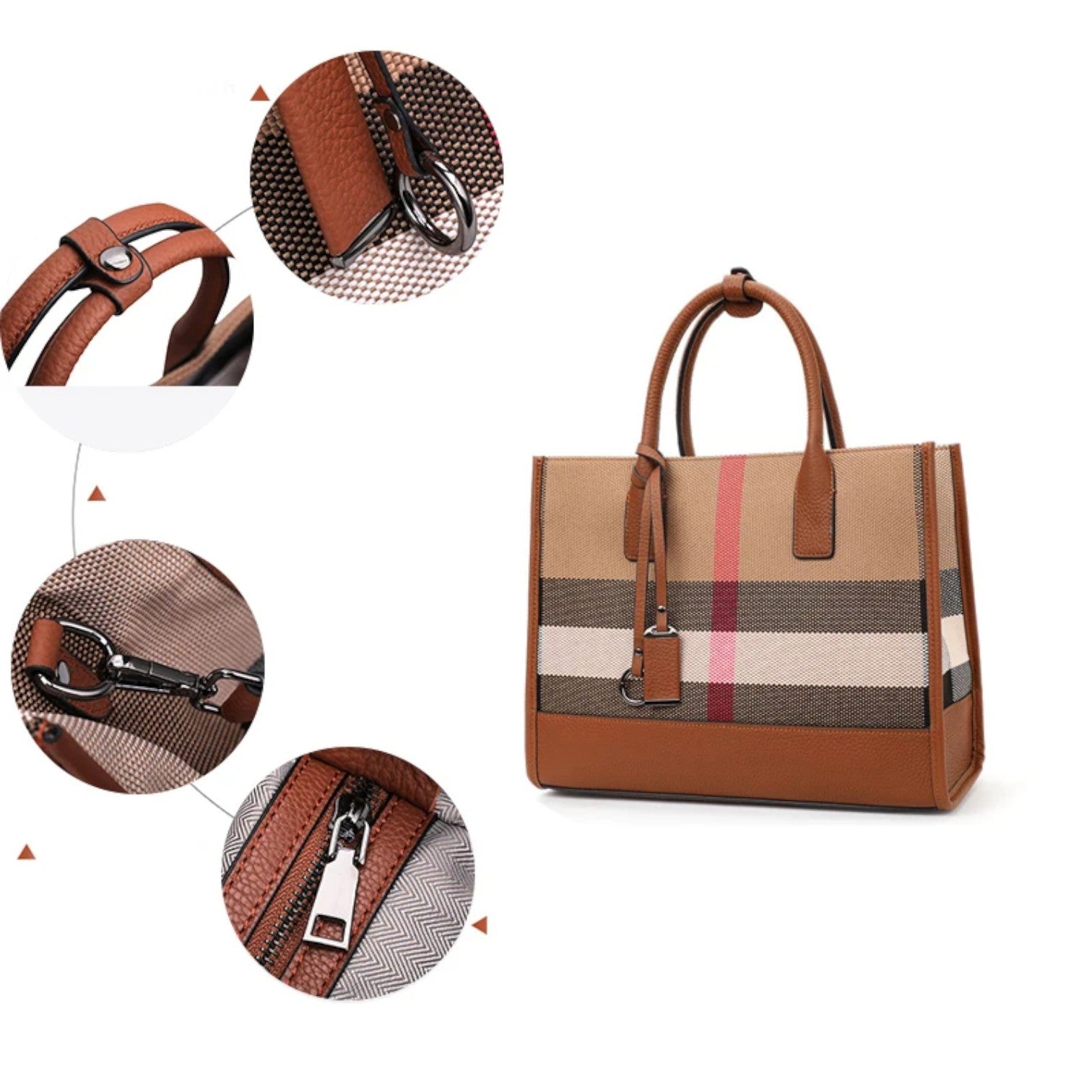 Sac en Toile Rayé - Spacieux et Polyvalent Or Femme