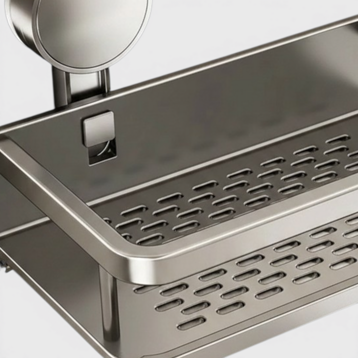 Étagère de salle de bain en aluminium avec ventouses - Étagère murale avec crochets