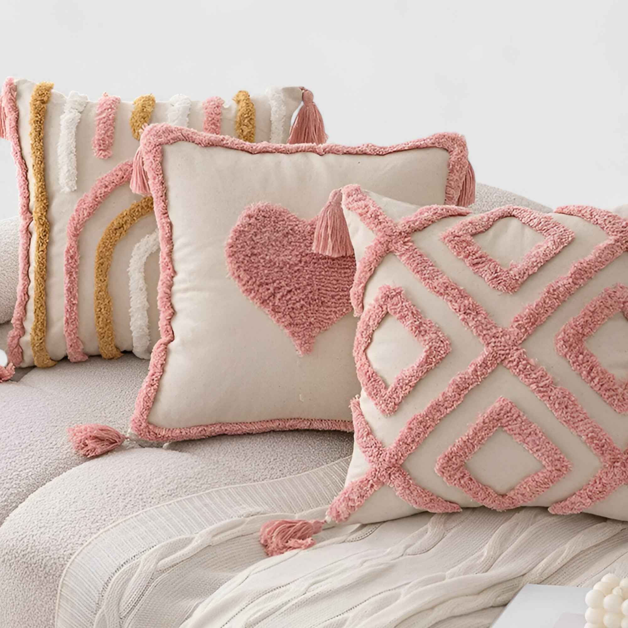 Coussins et Oreillers : Coussin Décoratif Rose Velours Capitonné dans de Marche Lino