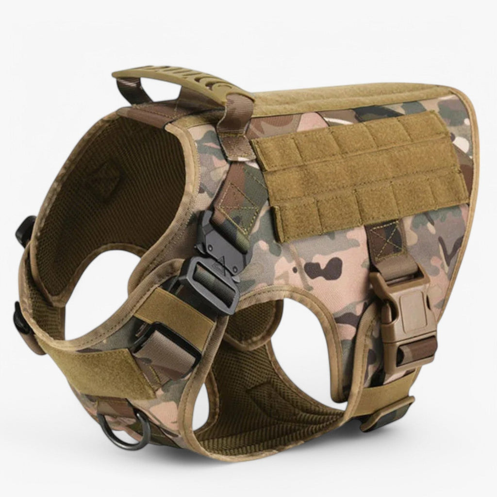 Harnais Tactique Militaire Noir en Nylon Réglable pour Grands Chiens avec Gilet et Poignée