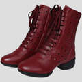 Bottes blanches en cuir véritable avec lacets et fermeture éclair Femme