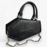 Handbag : Sac à Main Gothique en Forme de Cercueil avec Chaîne pour Halloween dans Noir 24.5x6x15cm de Marche Lino
