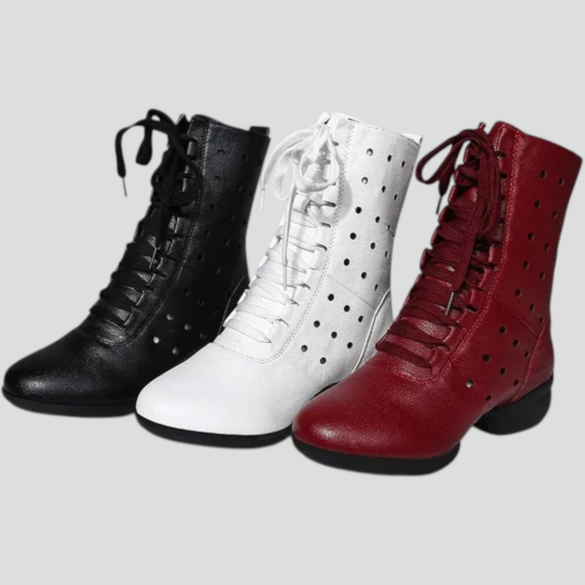 Shoes : Bottes blanches en cuir véritable avec lacets et fermeture éclair Femme dans de Marche Lino