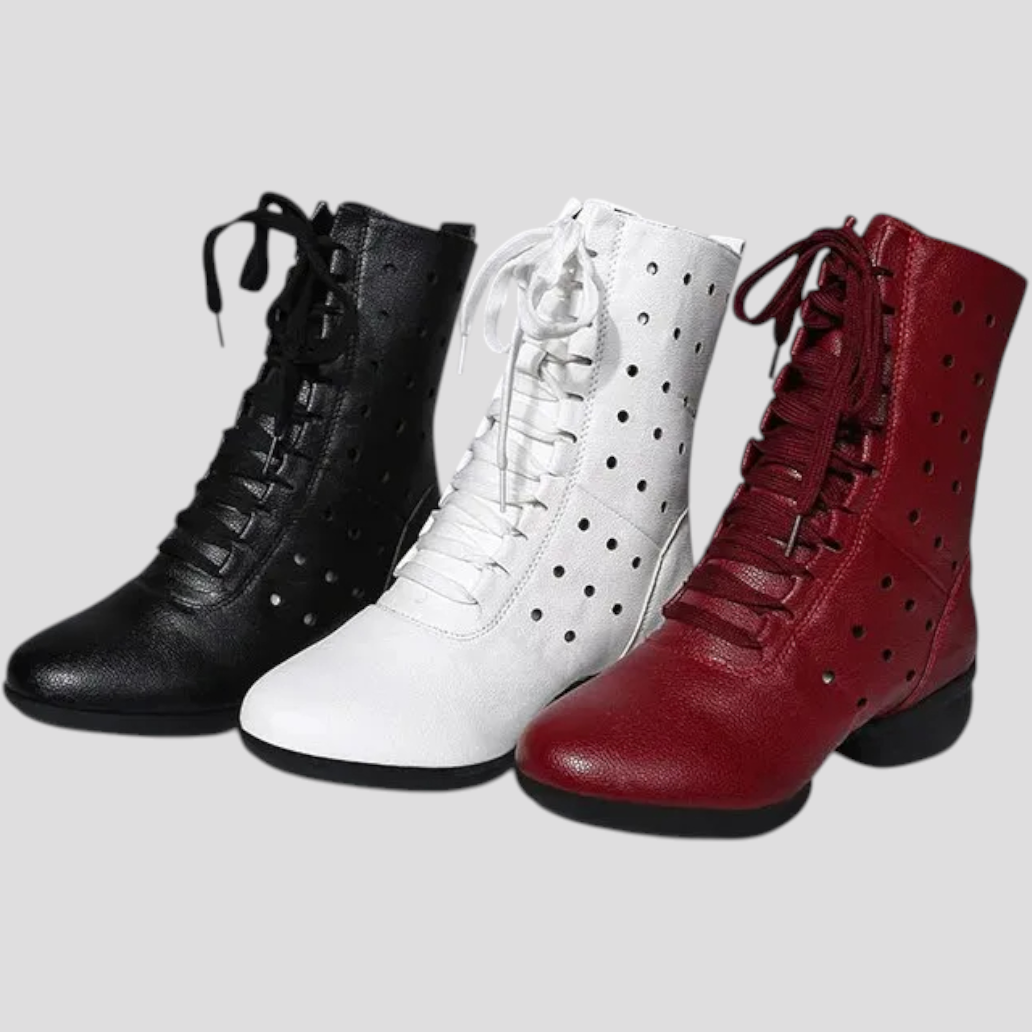 Shoes : Bottes blanches en cuir véritable avec lacets et fermeture éclair Femme dans de Marche Lino