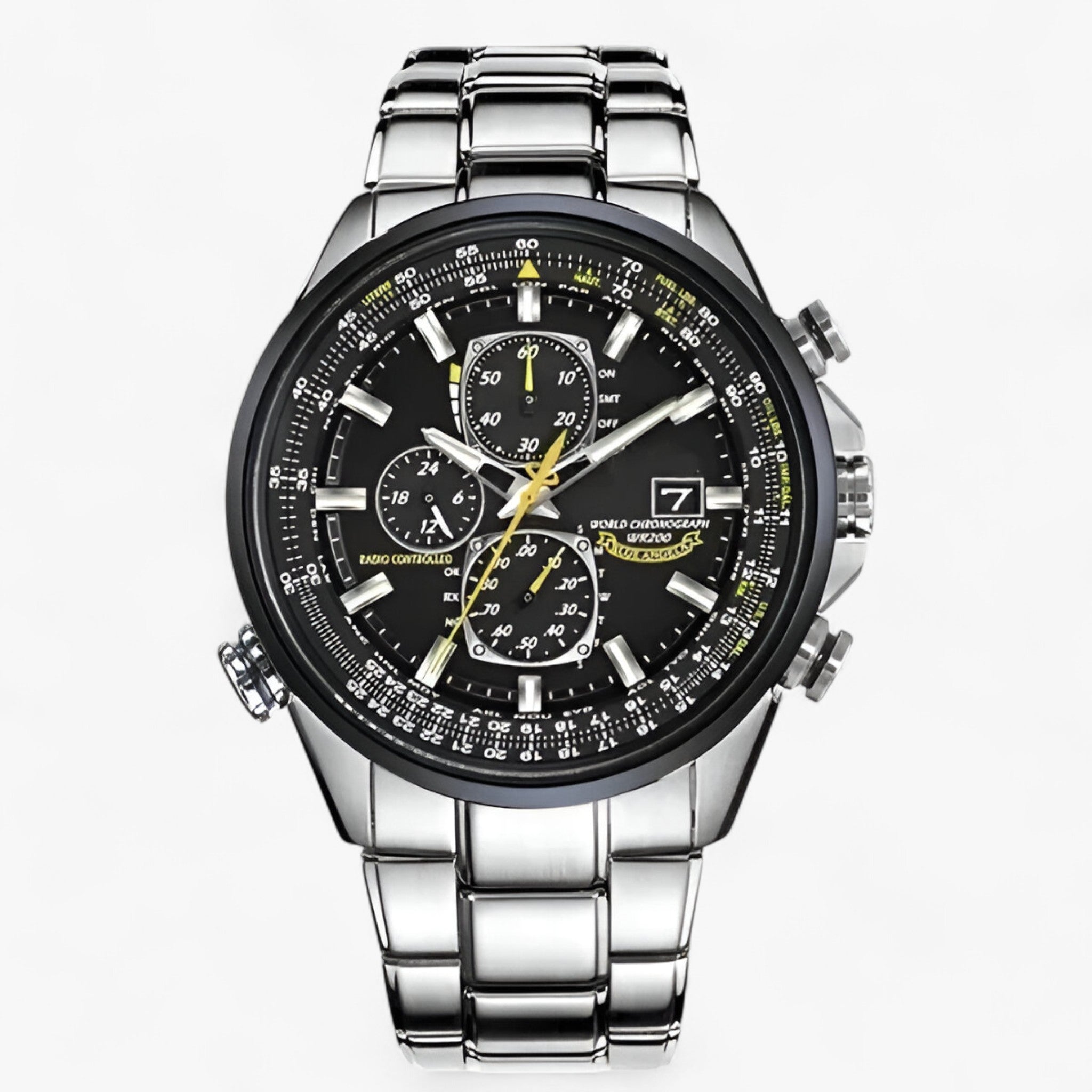 Watches : Montre Chronographe Homme MultiSteel 42mm, Acier Argent avec Cadran Bleu Élégant dans 4 boutons en acier noir de Marche Lino