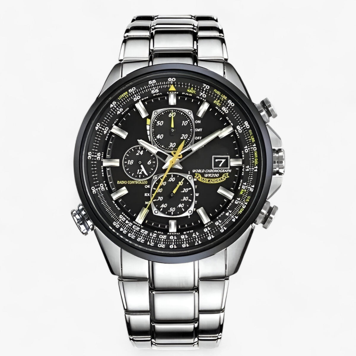 Watch : Montre Chronographe Homme MultiSteel 42mm – Acier Argenté, Cadran Bleu dans de Marche Lino