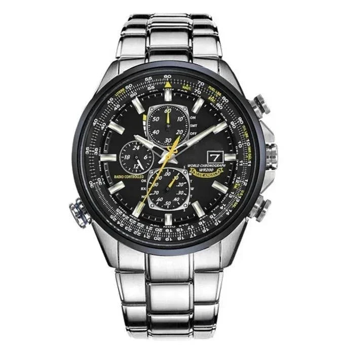Montre Chronographe Homme MultiSteel - 42mm Acier inoxydable - Cuir marron café/noir