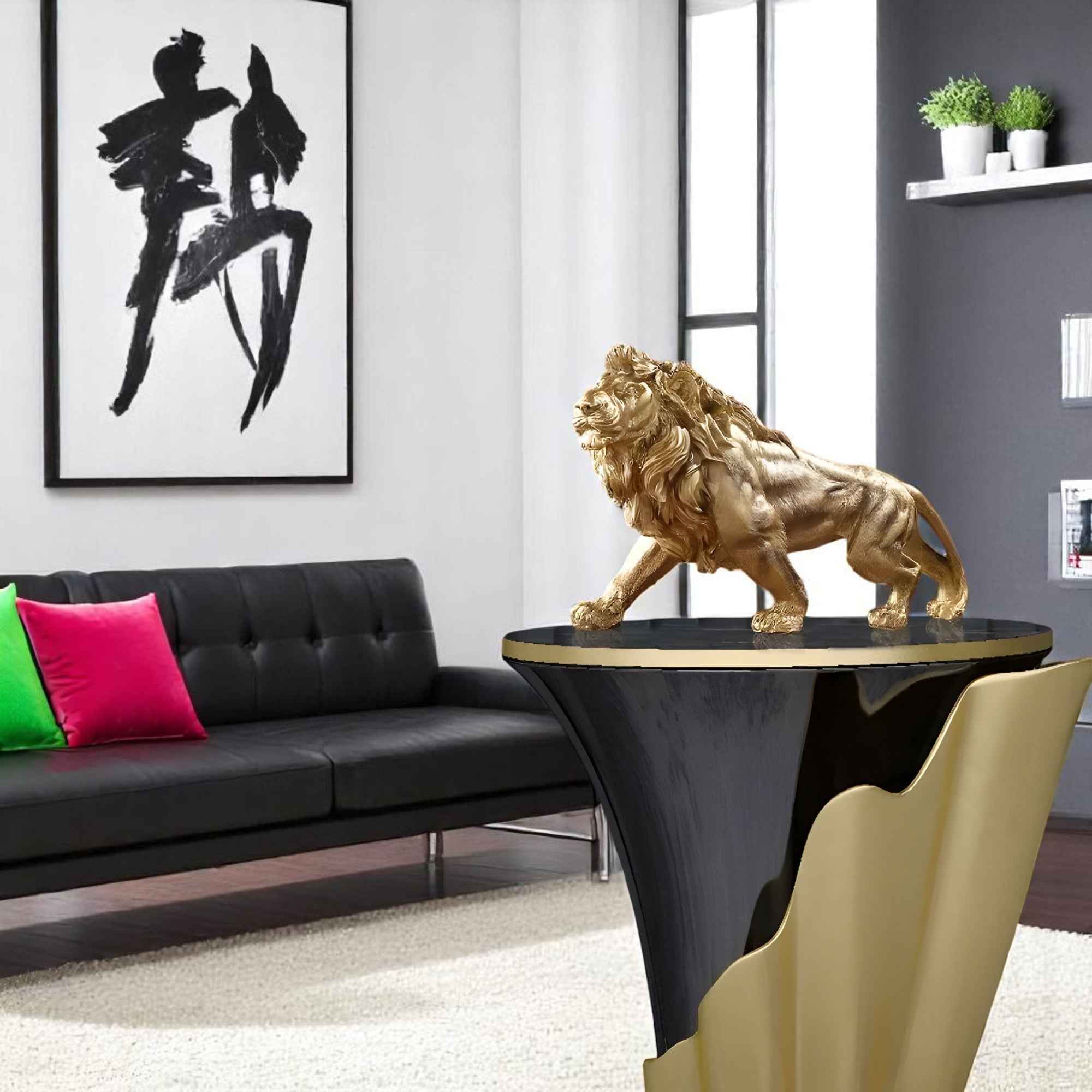 Statues et figurines : Statue Lion Résine Décoration Maison Luxe dans de Marche Lino