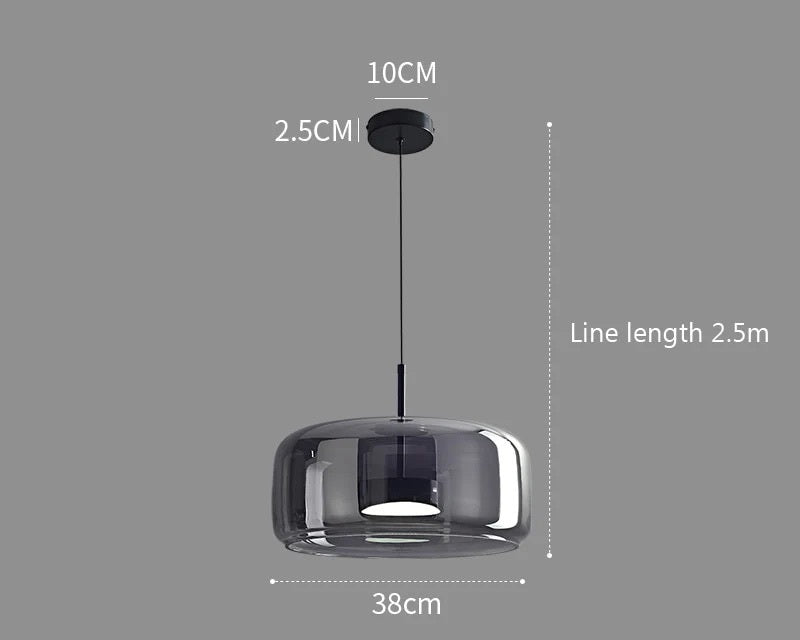 : Suspension de Luxe Verre et Métal dans 38cm Noir de Marche Lino
