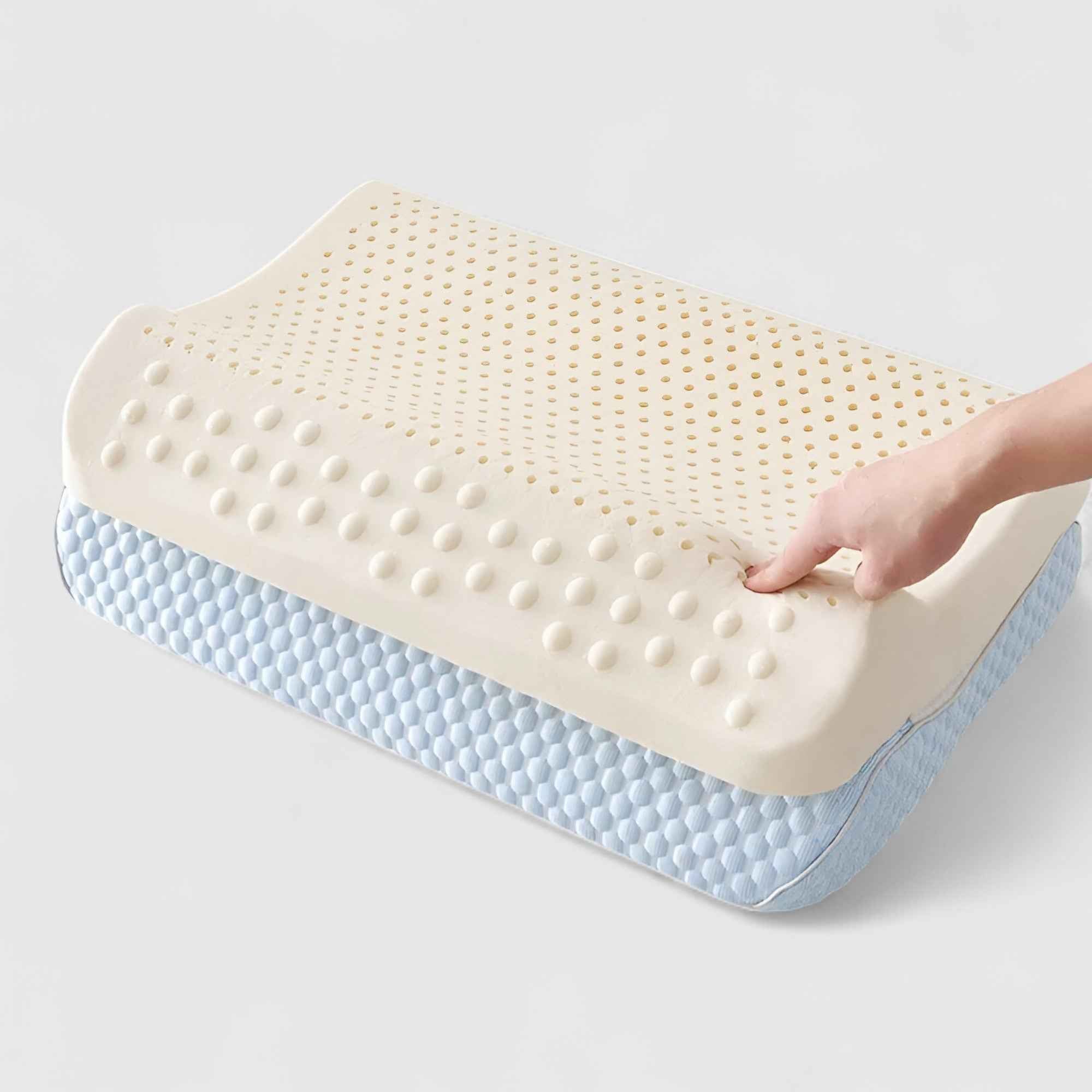 Coussins : Oreiller Homme en Latex Naturel avec Housse en Coton dans de Marche Lino