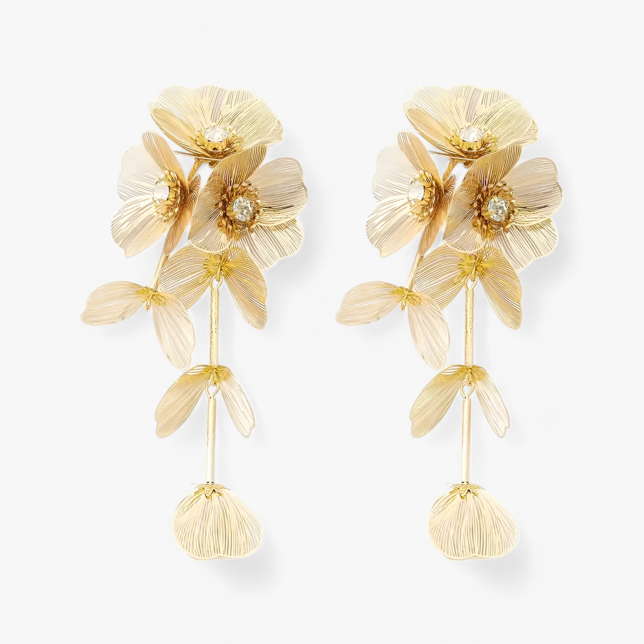 Jewelry : Boucles d'oreilles pendantes Fleur Vintage Unique, Or 18K avec Pierres Précieuses Colorées dans de Marche Lino