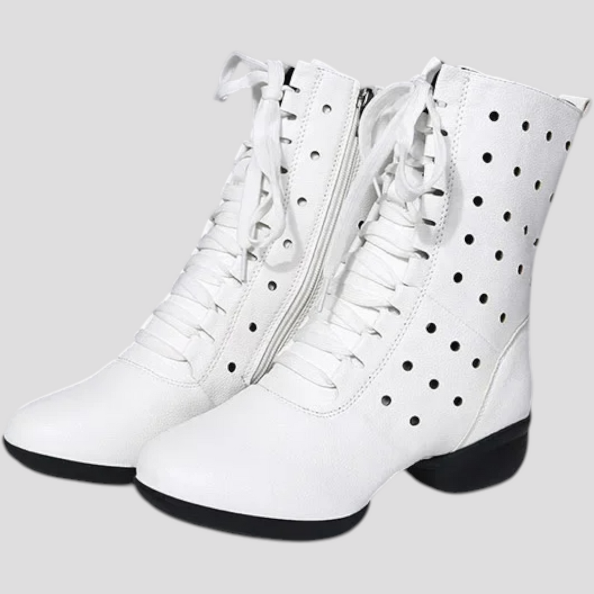 Shoes : Bottes blanches en cuir véritable avec lacets et fermeture éclair Femme dans Bianca de Marche Lino