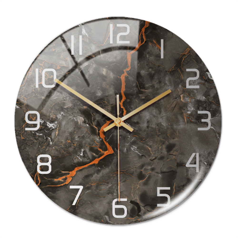 Wall Clocks : Horloge Murale Silencieuse Ø30cm, Effet Marbre Blanc Luxe Moderne pour Salon/Bureau dans de Marche Lino