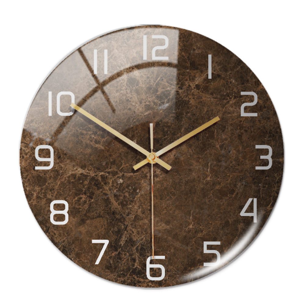 Wall Clocks : Horloge Murale Silencieuse Ø30cm, Effet Marbre Blanc Luxe Moderne pour Salon/Bureau dans de Marche Lino