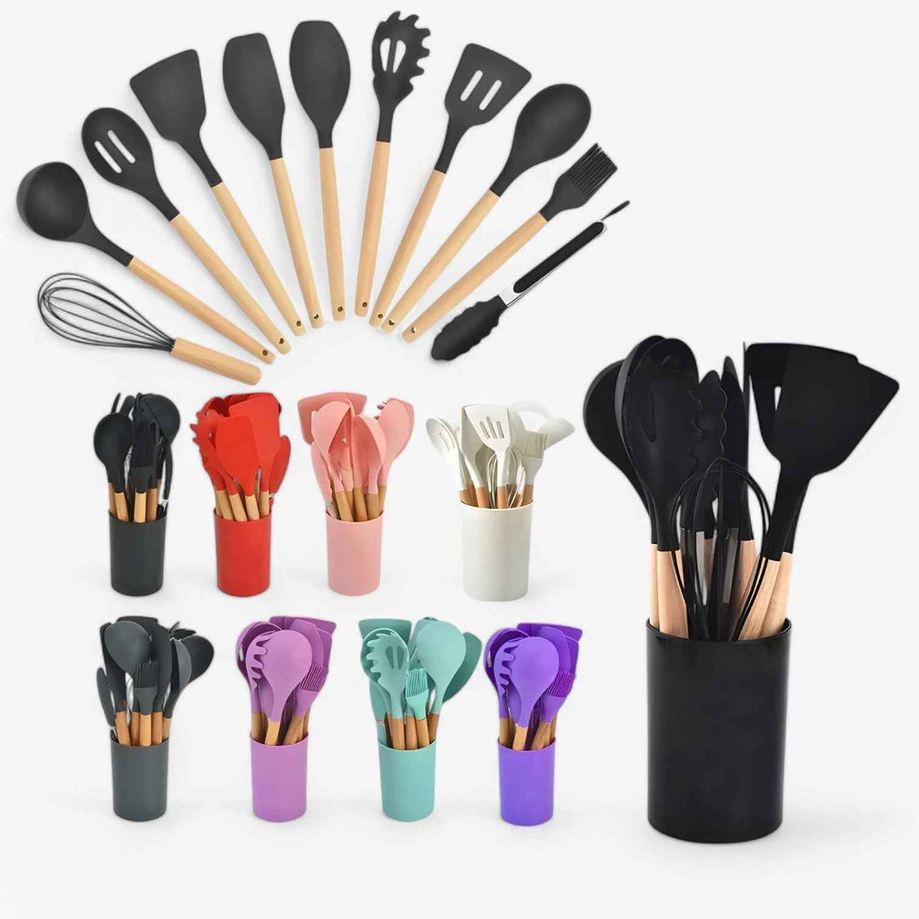 Triana Ustensiles de cuisine en silicone – Résistants à la chaleur, antiadhésifs et durables