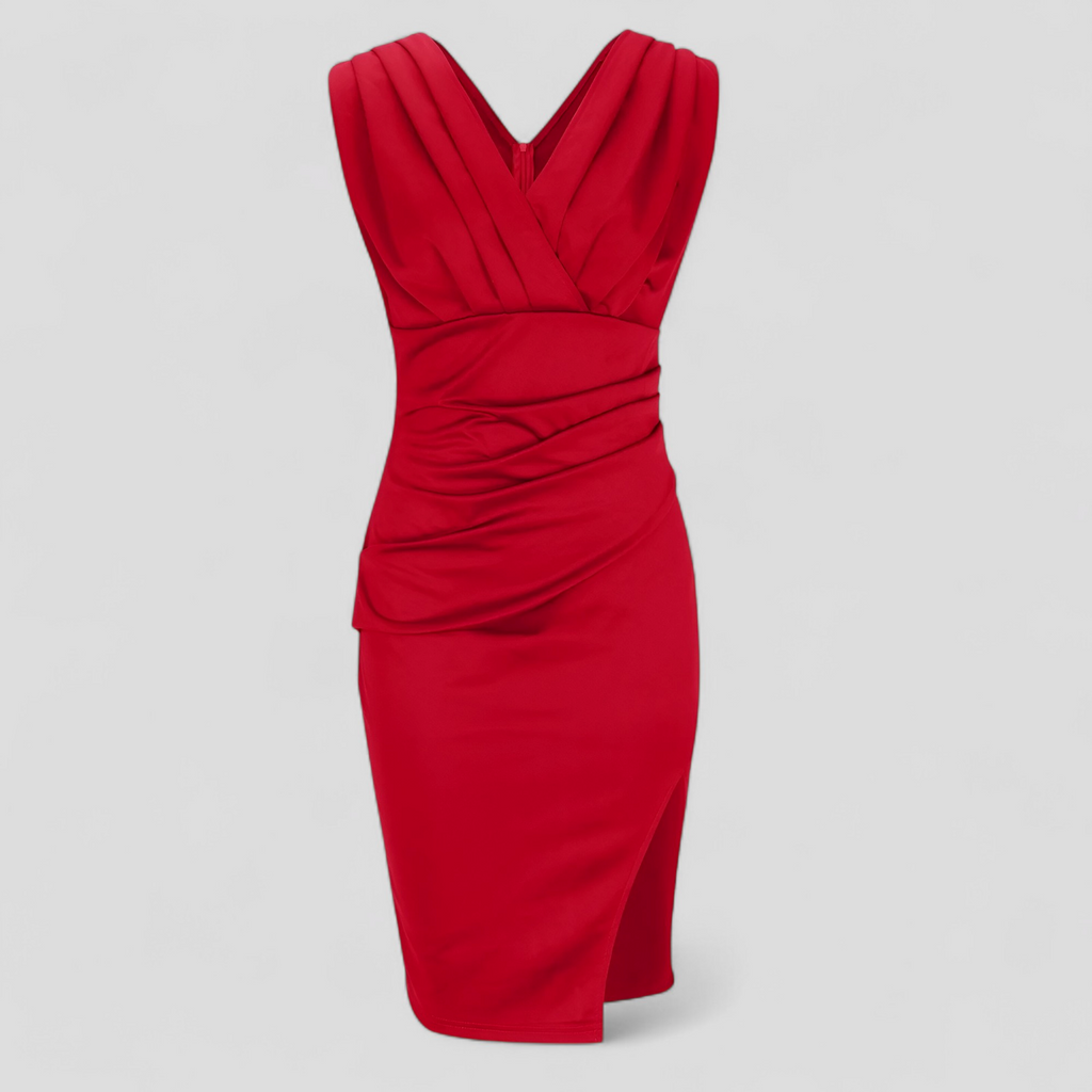 Robe de Cérémonie Femme Élégante avec Col en V, Robe Longue de Soirée Formelle