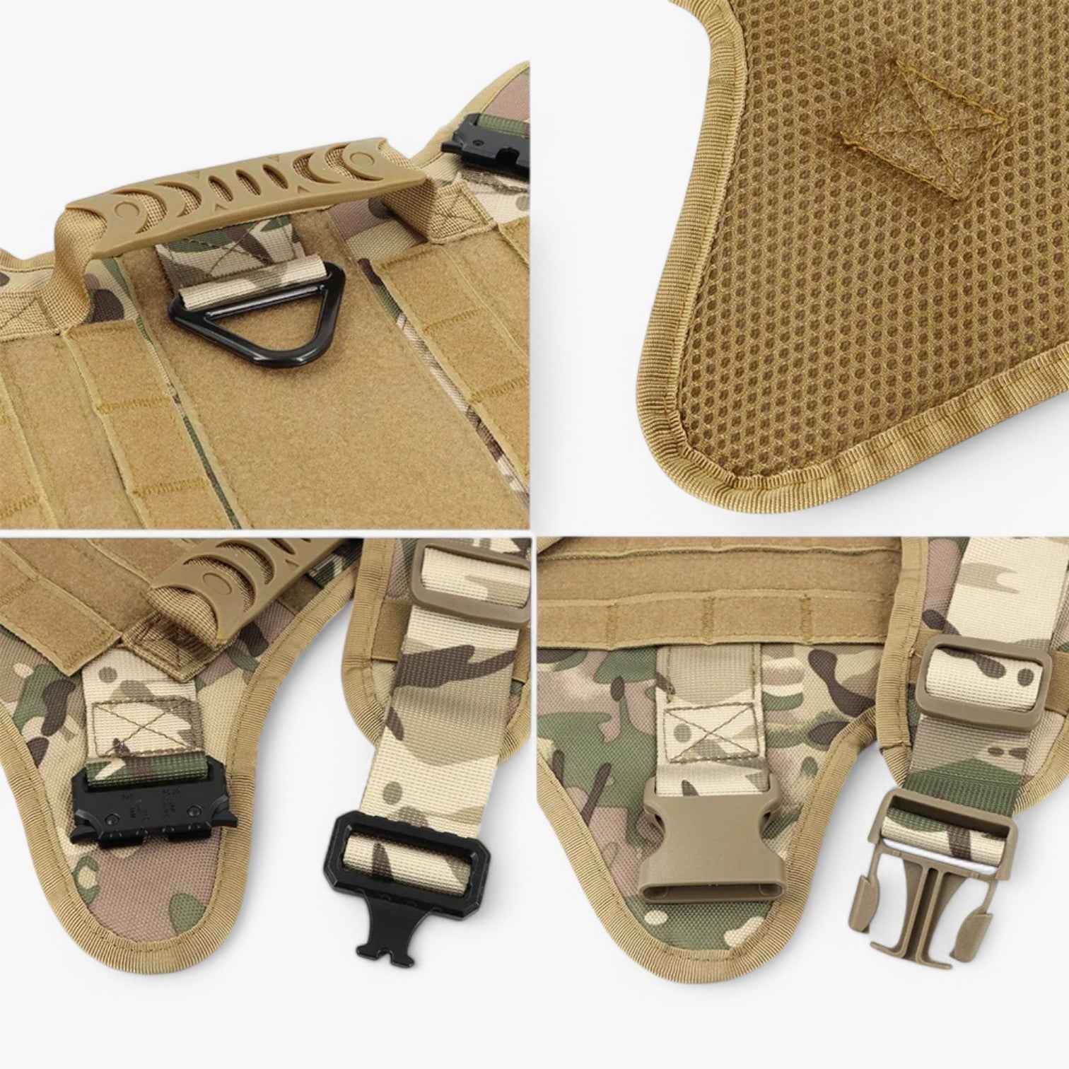 Pets & Supplies : Harnais Tactique Militaire Noir en Nylon Rembourré pour Grands Chiens avec Poignée Robuste dans de Marche Lino