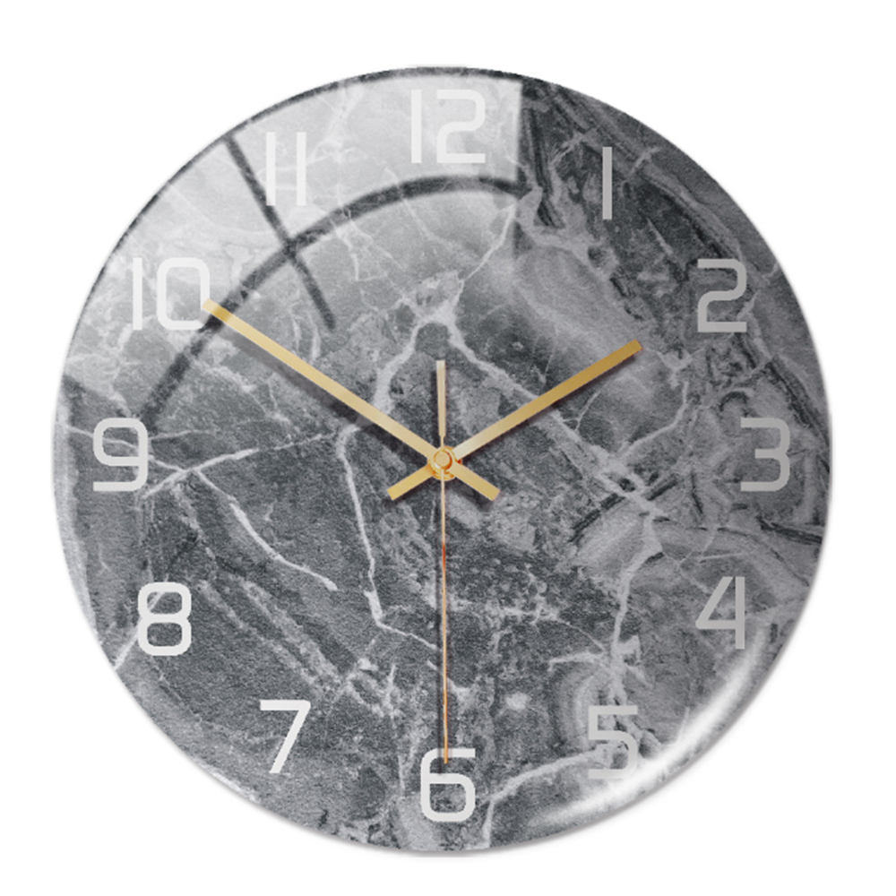 Wall Clocks : Horloge Murale Silencieuse Ø30cm, Effet Marbre Blanc Luxe Moderne pour Salon/Bureau dans de Marche Lino
