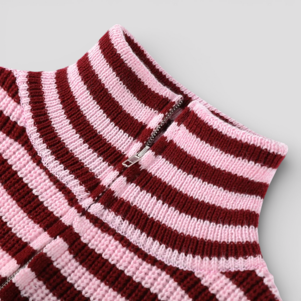 Pull Femme à Rayures Col Roulé Manches Surdimensionnées