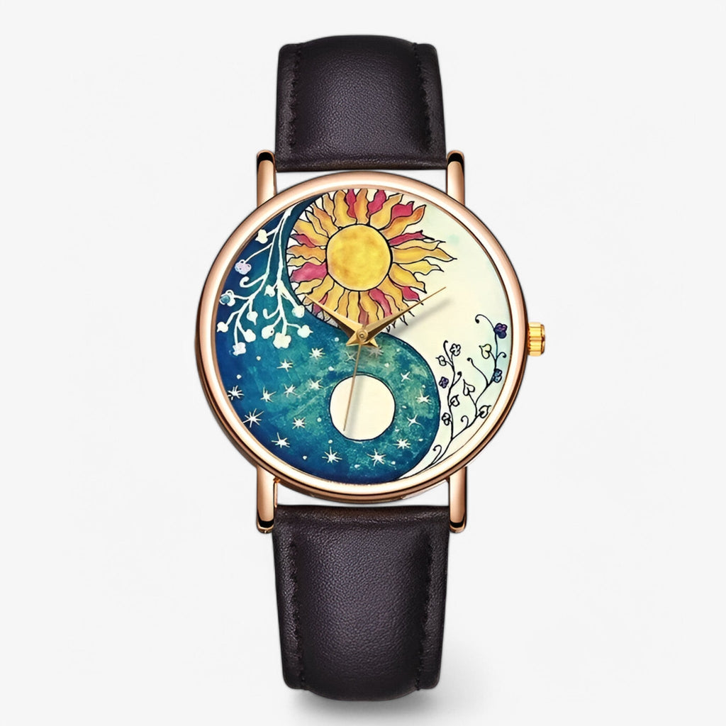 Montre à la mode en cuir véritable au design original et résistante à l'eau