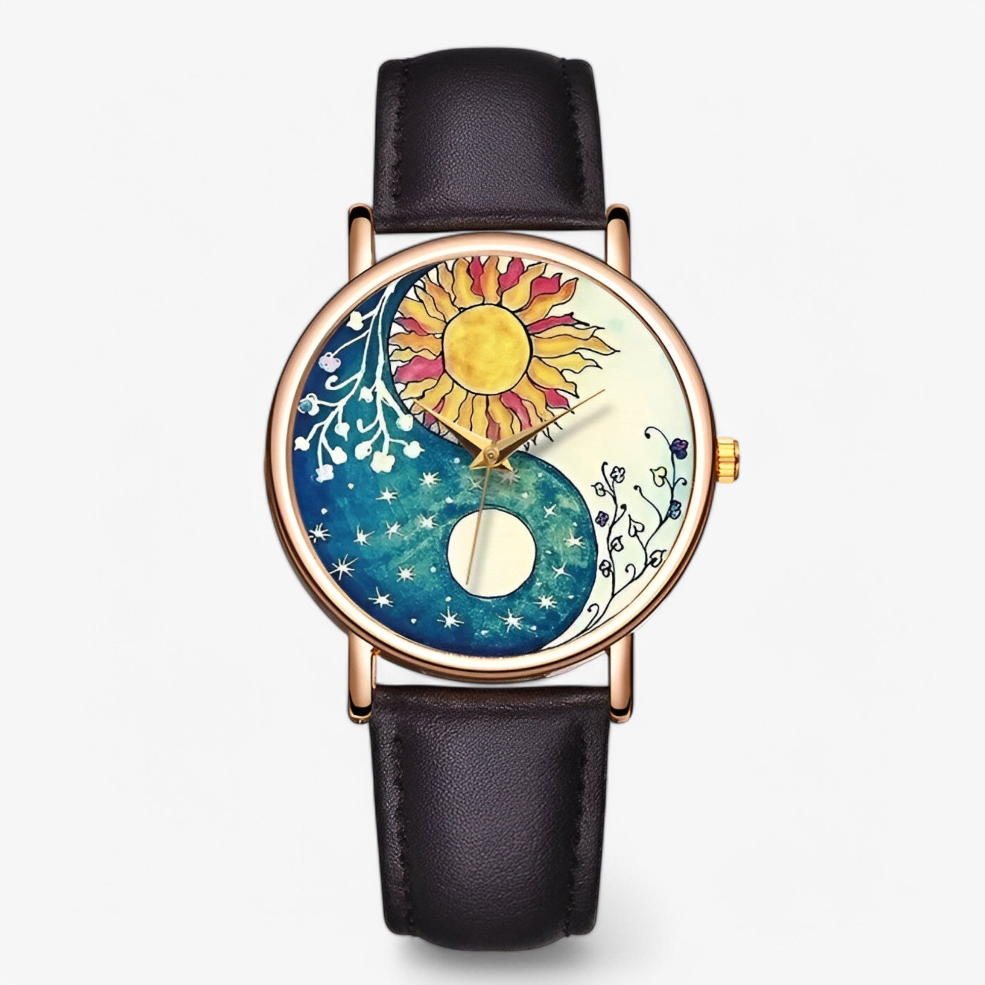 Montre à la mode en cuir véritable au design original et résistante à l'eau