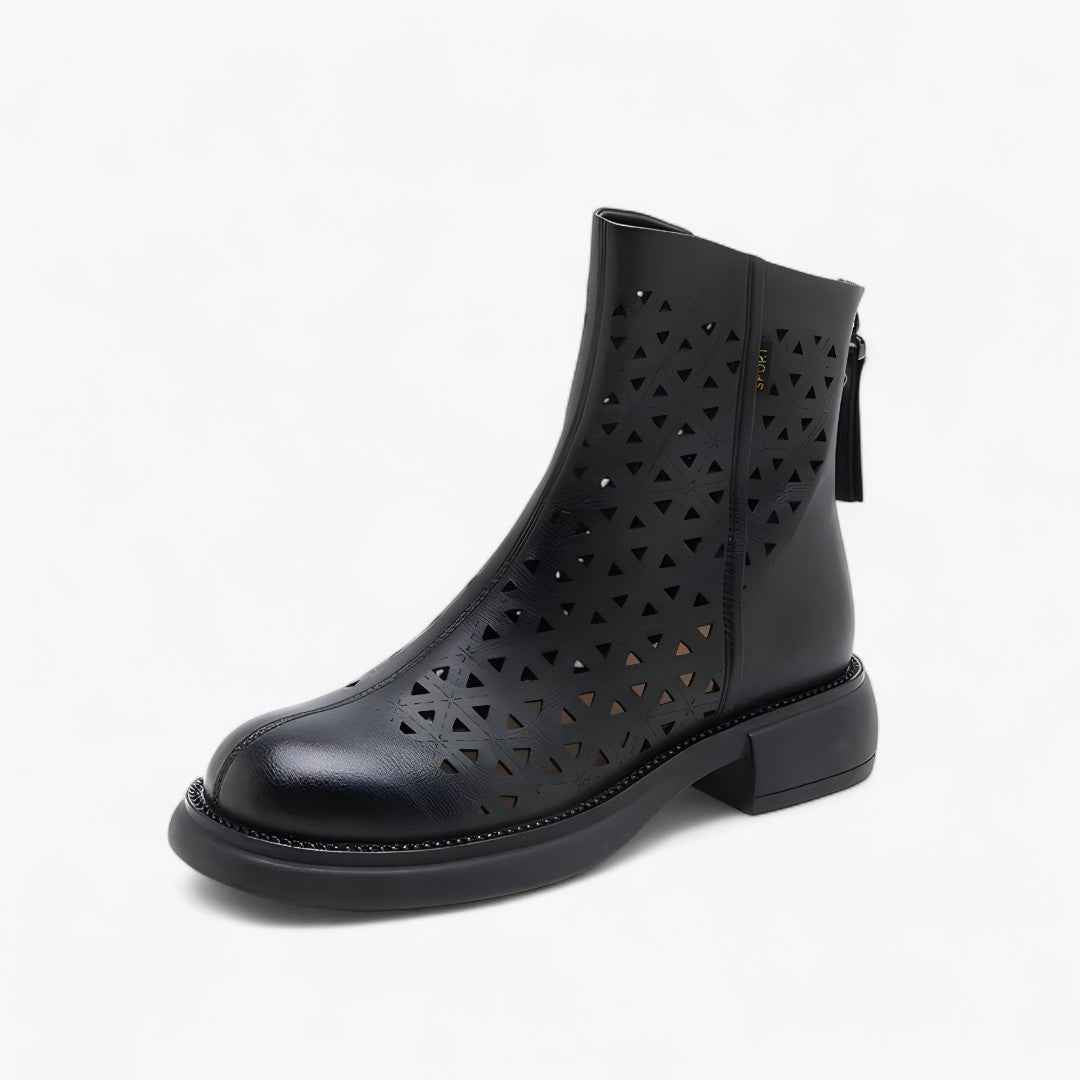 Shoes : Bottes d'été avec plateforme perforée et zip arrière dans Néron de Marche Lino