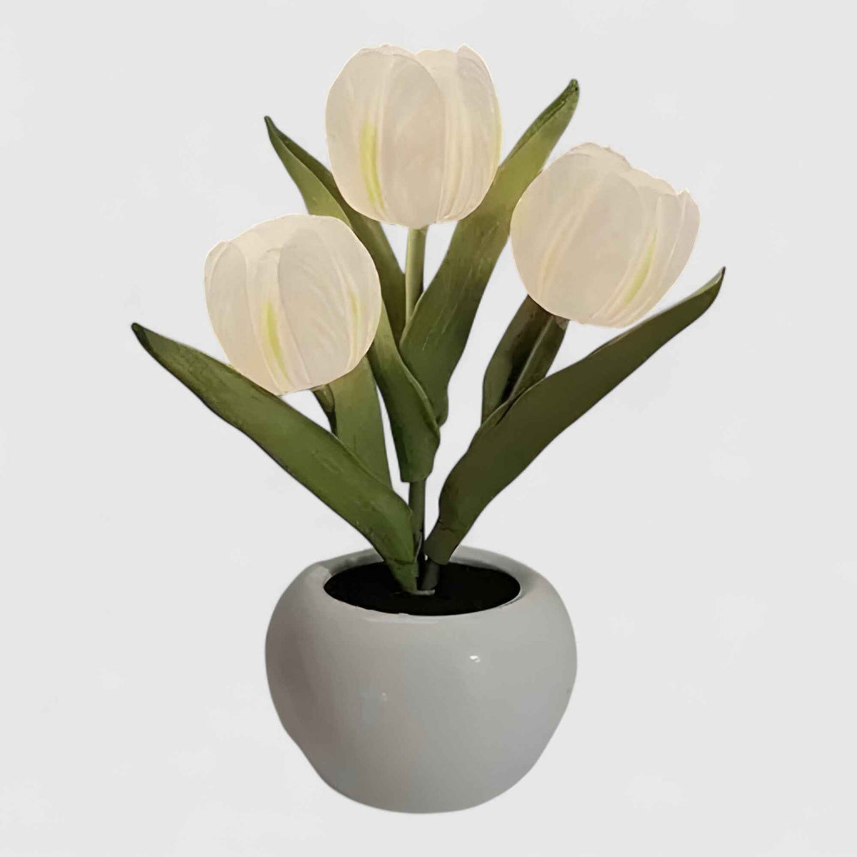 Lampes de table : Lampe de Chevet LED Fleur Tulipe Ambiance Douce dans Blanc de Marche Lino