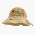 Chapeau de soleil fraise – Pliable, fait à la main et protecteur et tendance