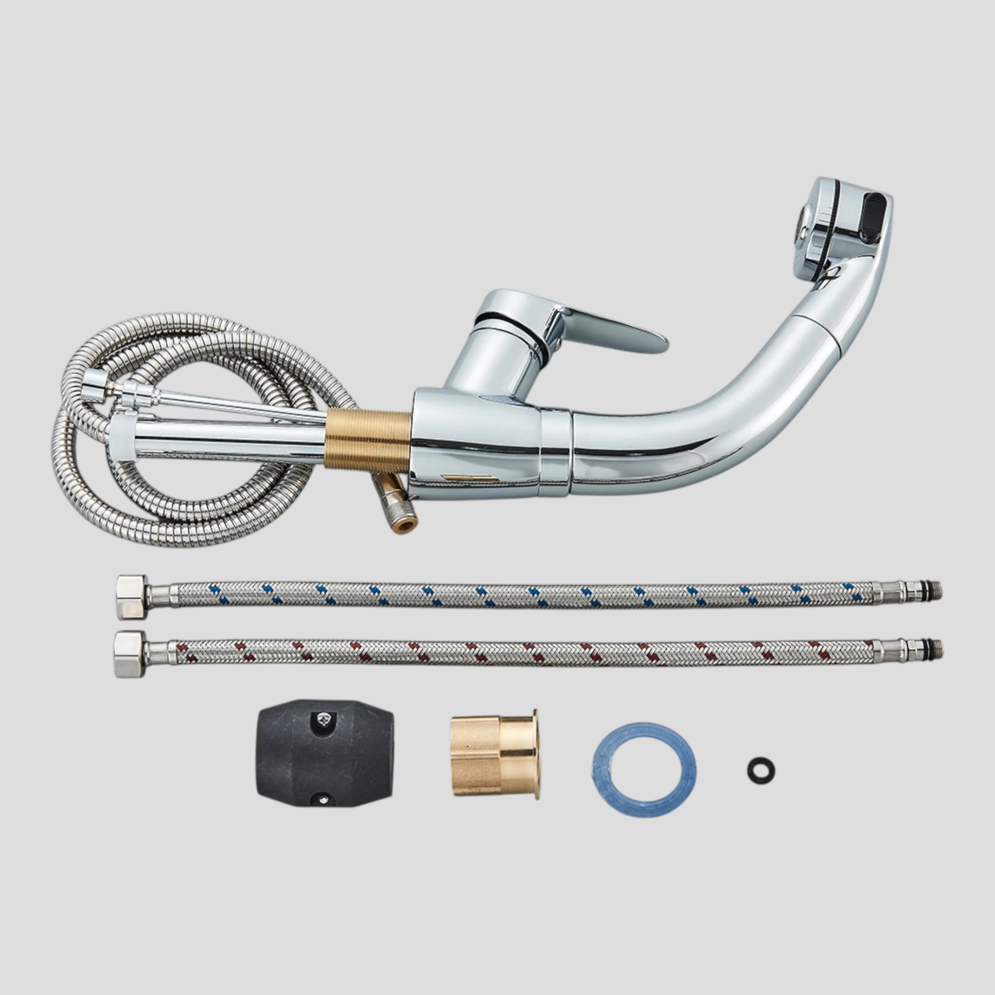Robinet de Salle de Bain Chromé avec Bec Orientable