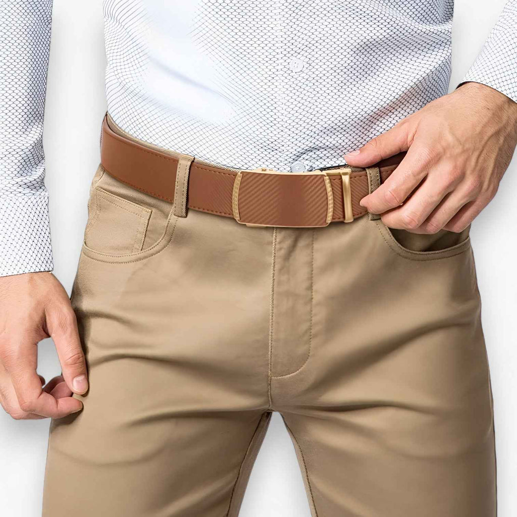Ceinture Homme Automatique en Cuir Véritable Noire avec Boucle Réglable Élégante