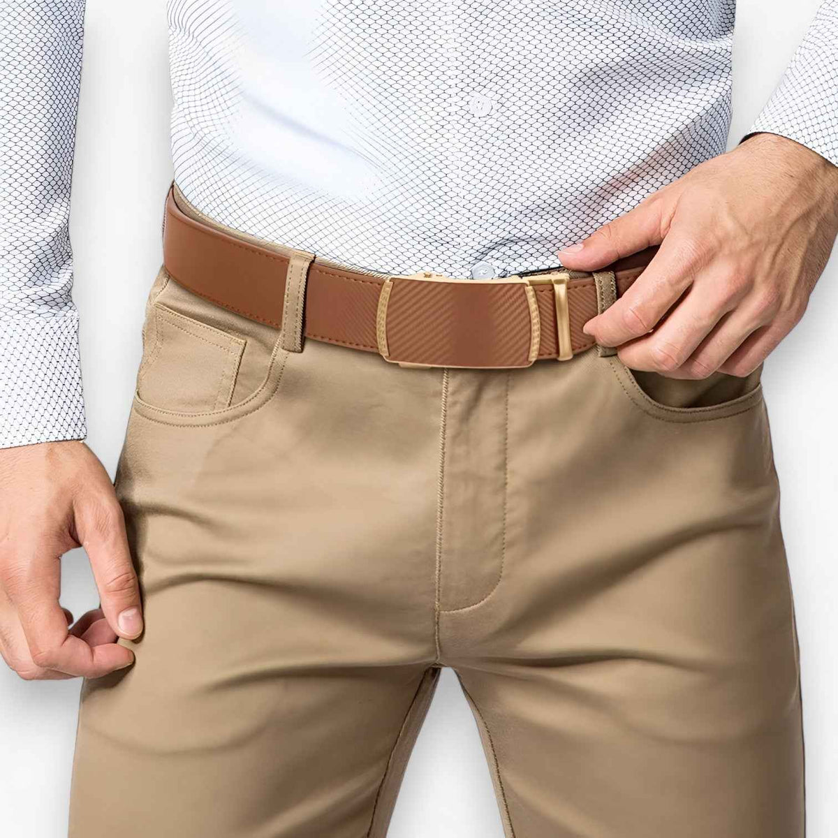 Men's Belt : Ceinture Homme Automatique en Cuir Véritable Noire avec Boucle Réglable Élégante dans de Marche Lino