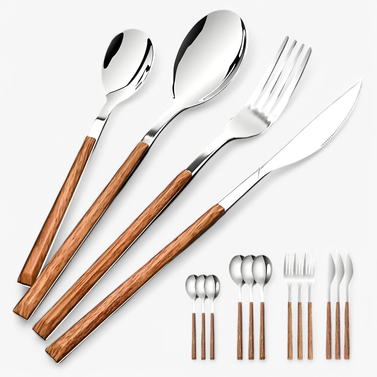 Kitchen : Set de Couverts 12 Pièces - Manches Bois, Acier Inoxydable, Lave-Vaisselle dans de Concept Odense