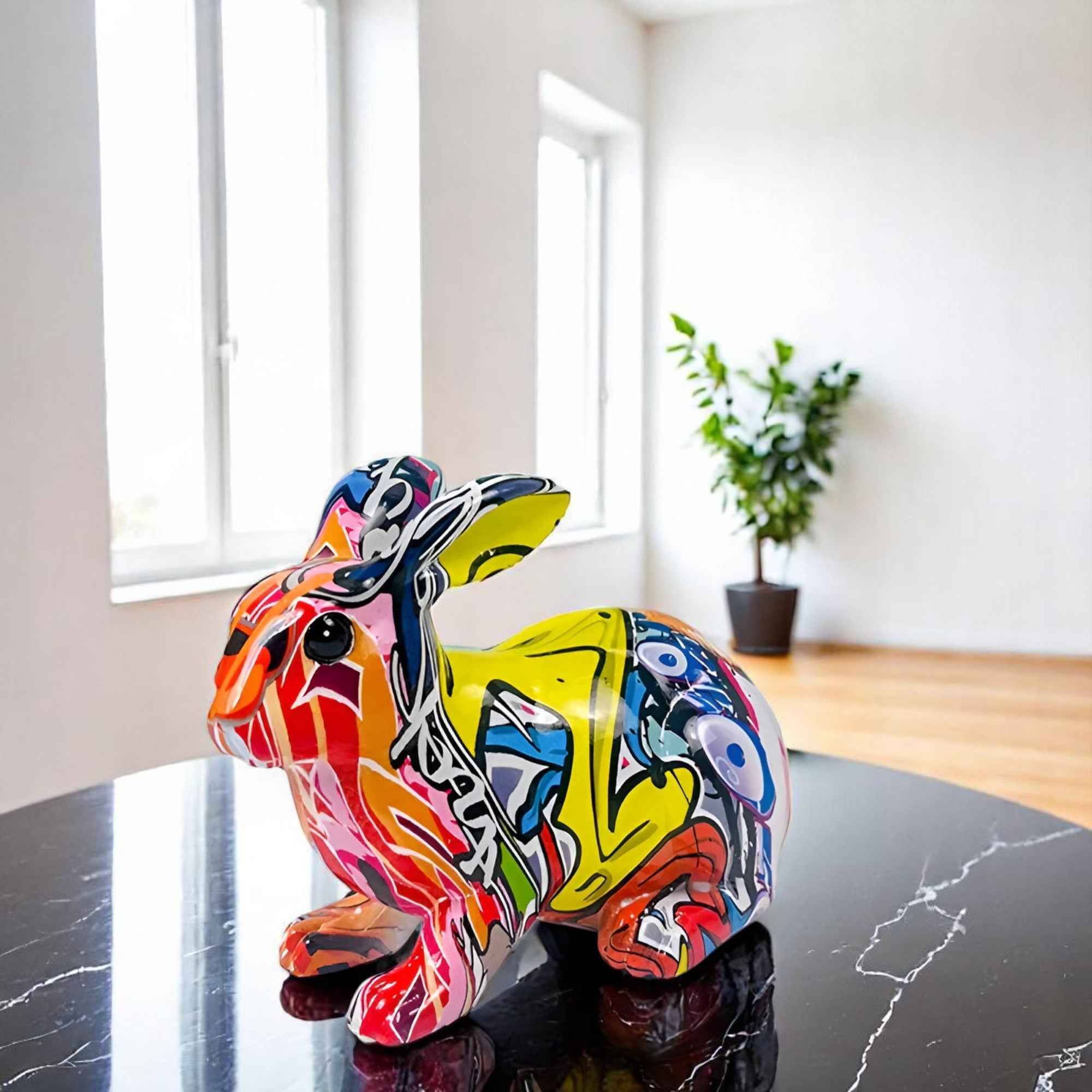 Figurines et Statues : Ornement de Table Lapin en Résine Multicolore dans de Marche Lino