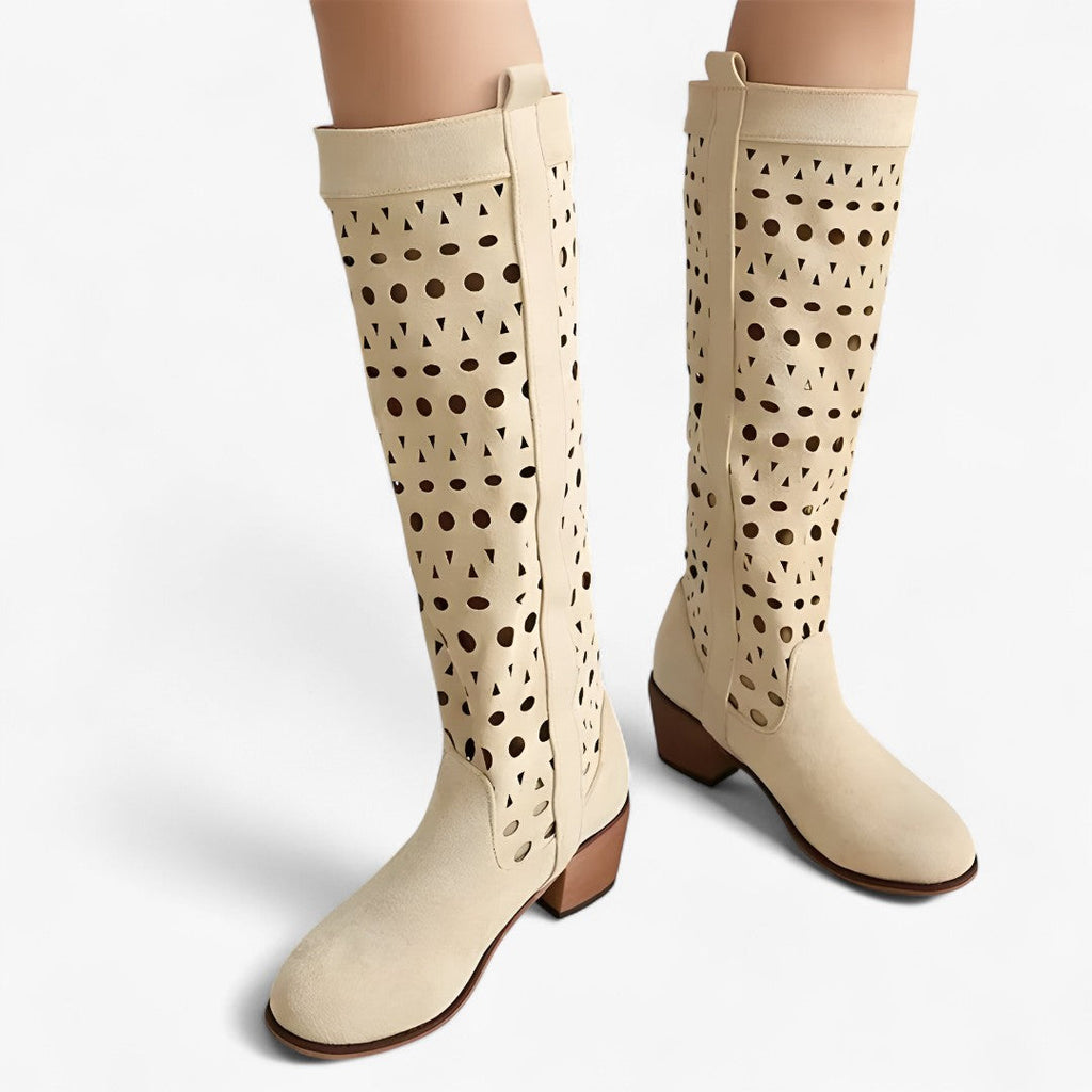 Bottes western d'été en faux daim avec talon creux Homme