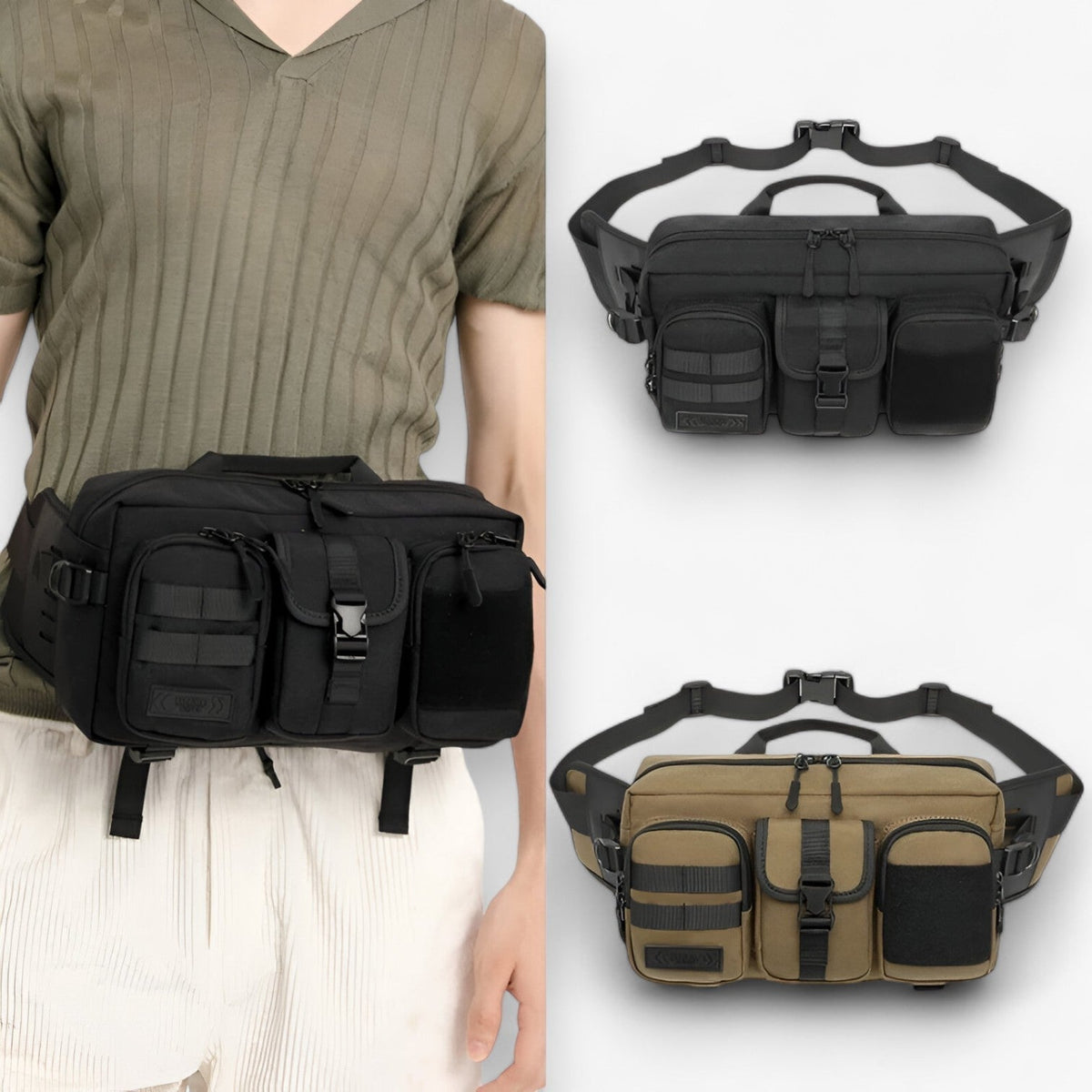 Bags : Sac Bandoulière Antivol avec Port de Charge USB Intégré dans Kaki de Roselva