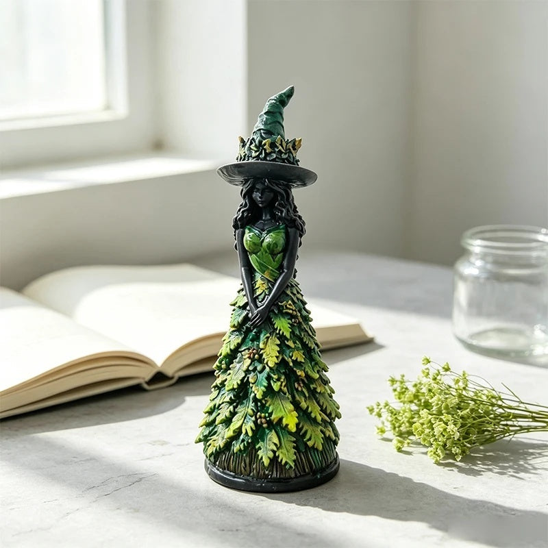 Figurine de Sorcière Gothique avec Détails d'Automne - Résine 25cm