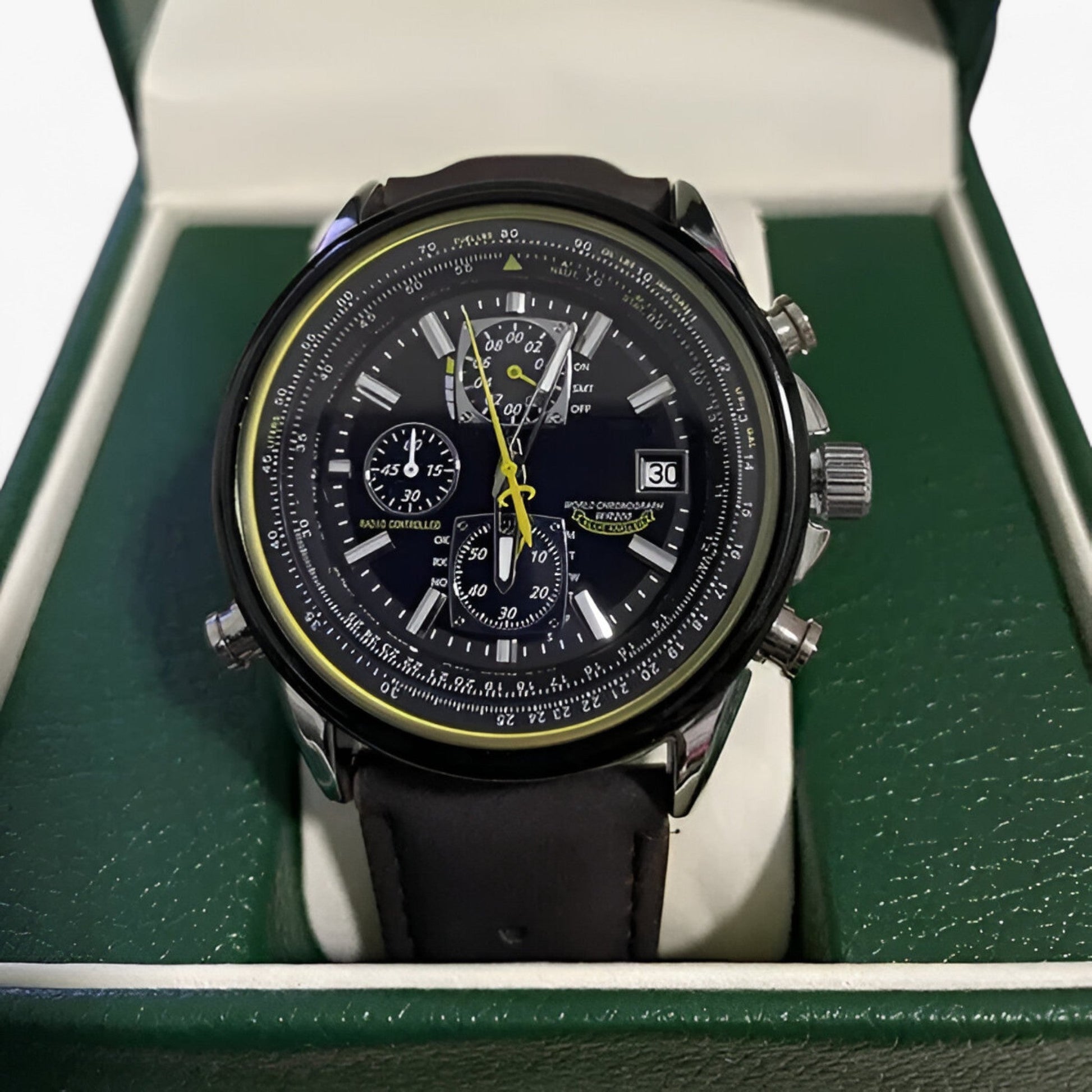 Montre Chronographe Homme MultiSteel 42mm, Acier Argent avec Cadran Bleu Élégant