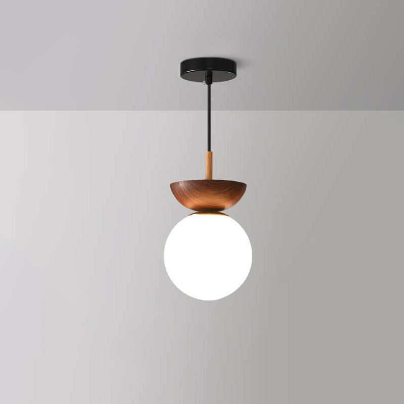 : Plafonnier Orbe Nordique Grain de Bois dans Lampe Suspendue Ton Noyer de Marche Lino