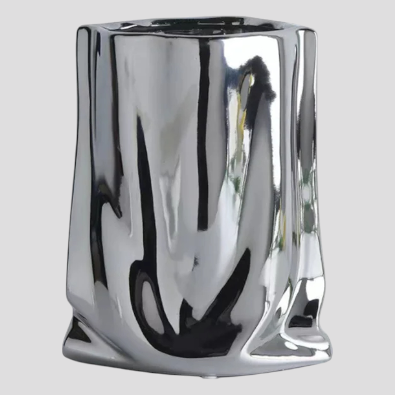 Vase décoratif en céramique argentée Accessoire De Maison