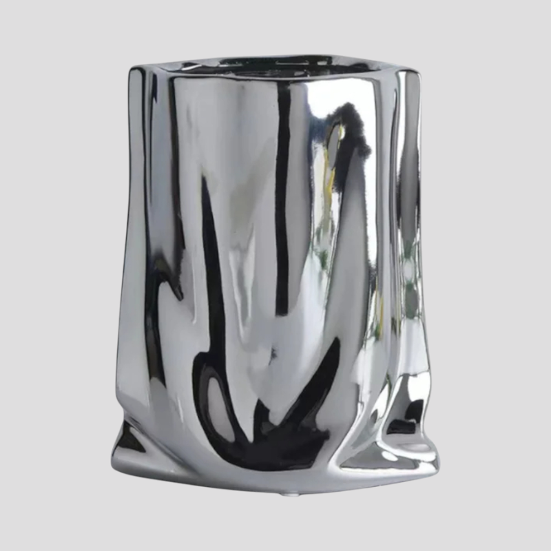 Vase décoratif en céramique argentée Accessoire De Maison