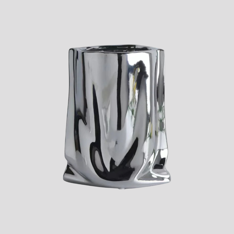 Vase décoratif en céramique argentée Accessoire De Maison