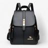 women's backpack : Grand sac à dos pour femme en cuir véritable italien - Élégant pour le travail, les voyages et l'usage quotidien dans Néron de Marche Lino