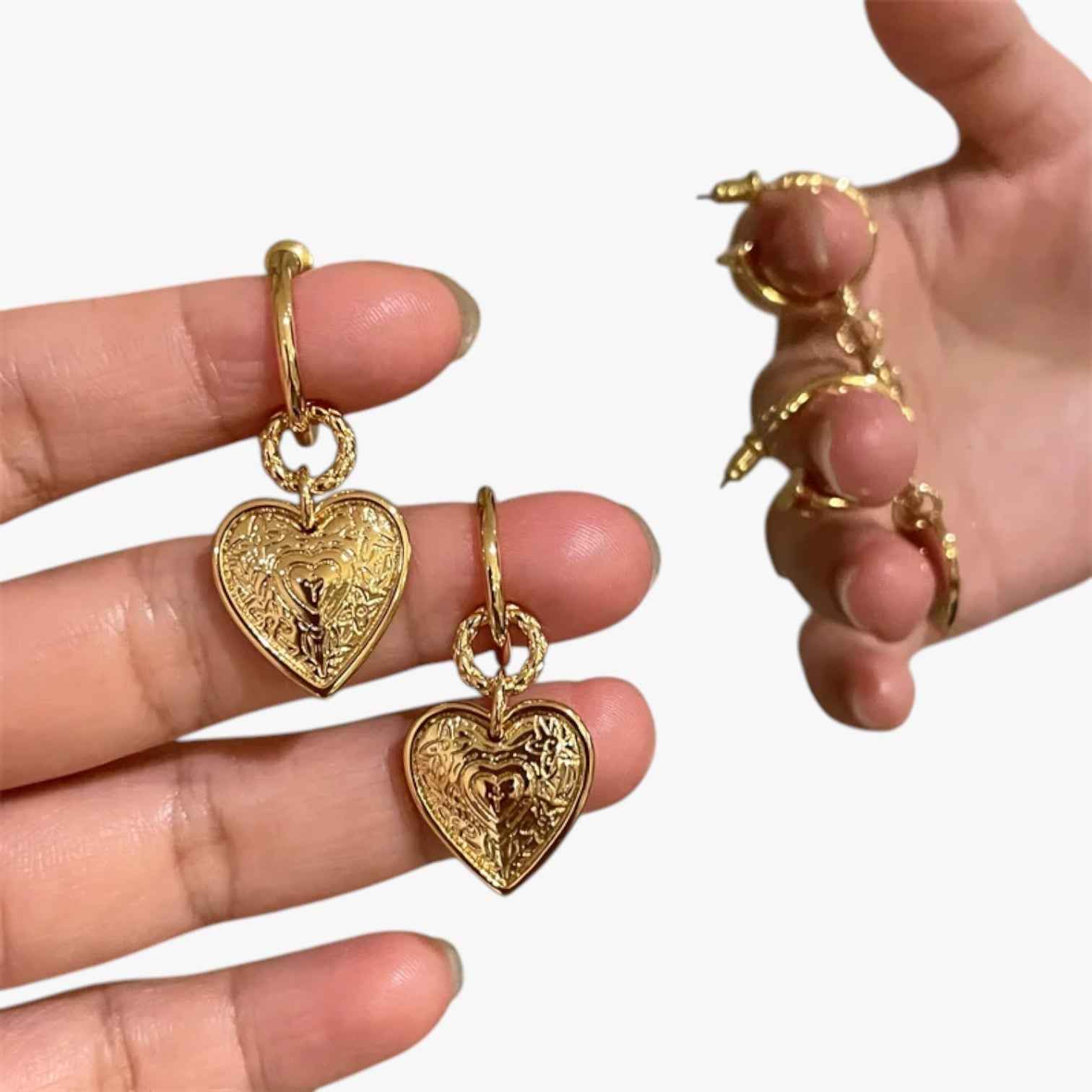 Martha | Eleganti orecchini a forma di cuore retrò - €25 : Boucles d'oreilles en forme de cœur rétro Femme dans de Marche Lino