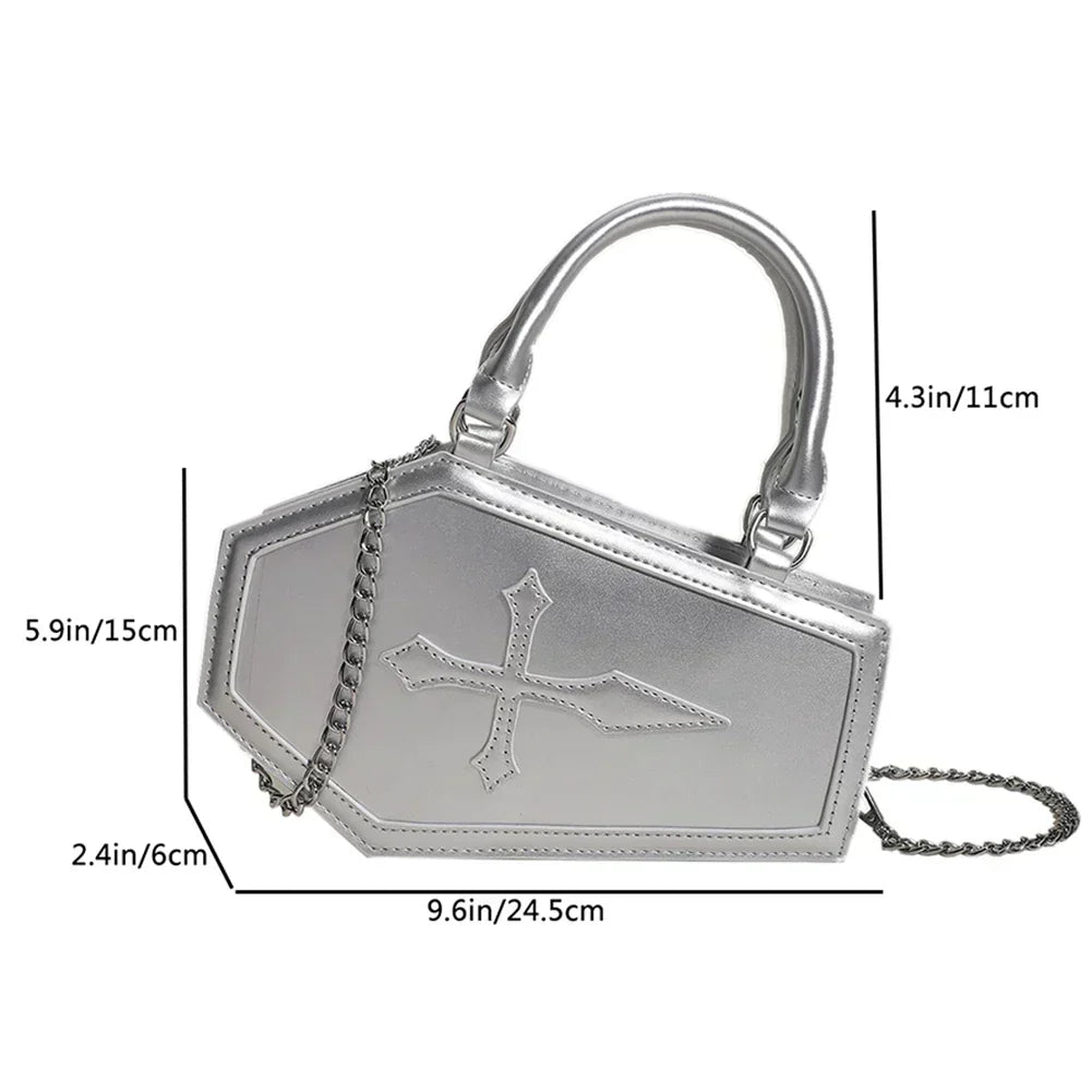 Handbag : Sac à Main Gothique en Forme de Cercueil avec Chaîne pour Halloween dans de Marche Lino