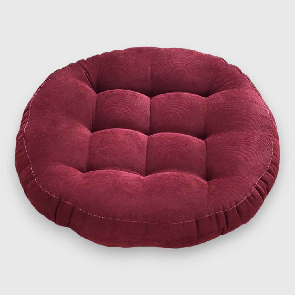 Coussins : Coussin de Sol Rond en Chenille Épais pour Méditation et Détente - Confort Optimal avec Coussin de Méditation en Chenille dans Rouge de Marche Lino
