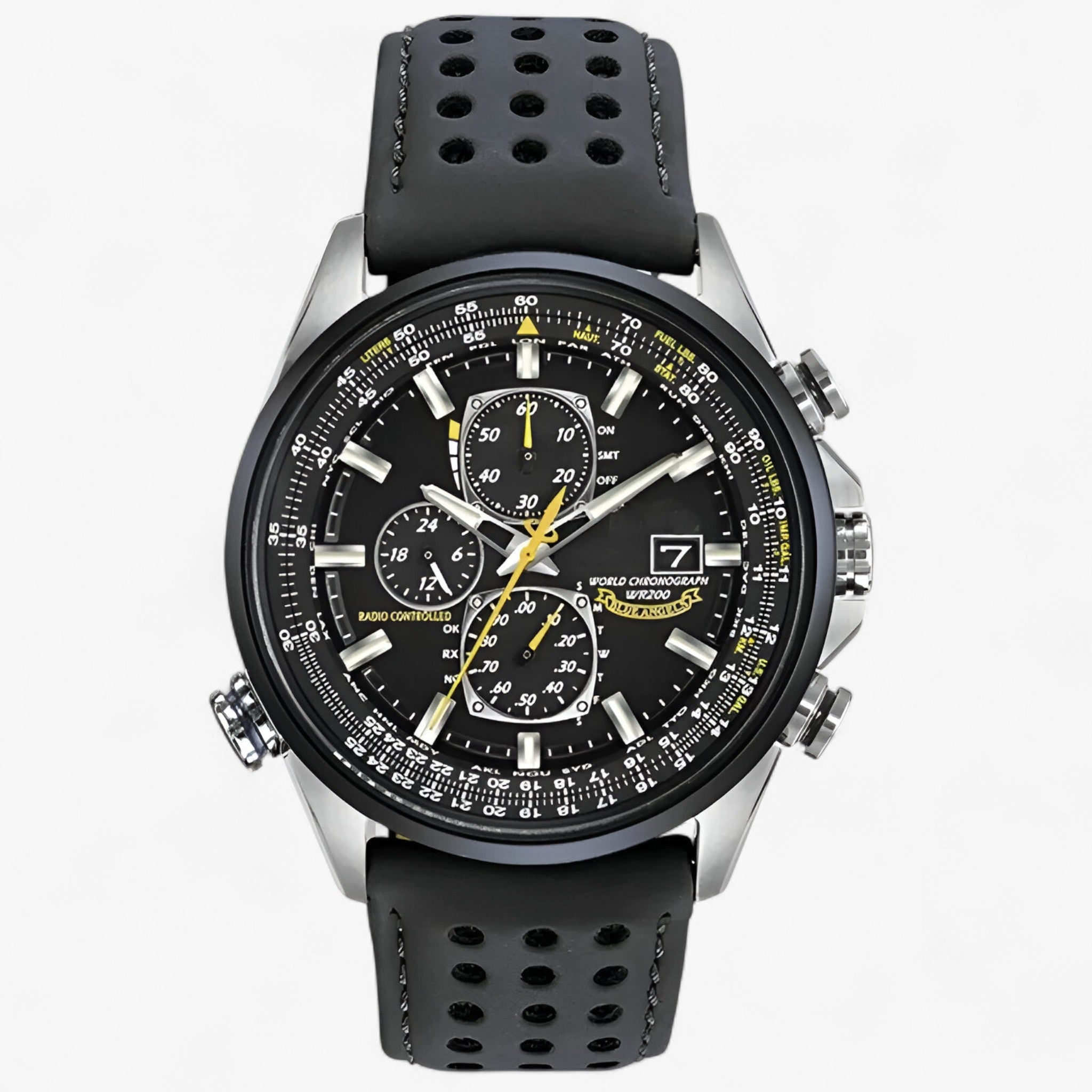 Watches : Montre Chronographe Homme MultiSteel 42mm, Acier Argent avec Cadran Bleu Élégant dans Ceinture noire à 4 boutons de Marche Lino