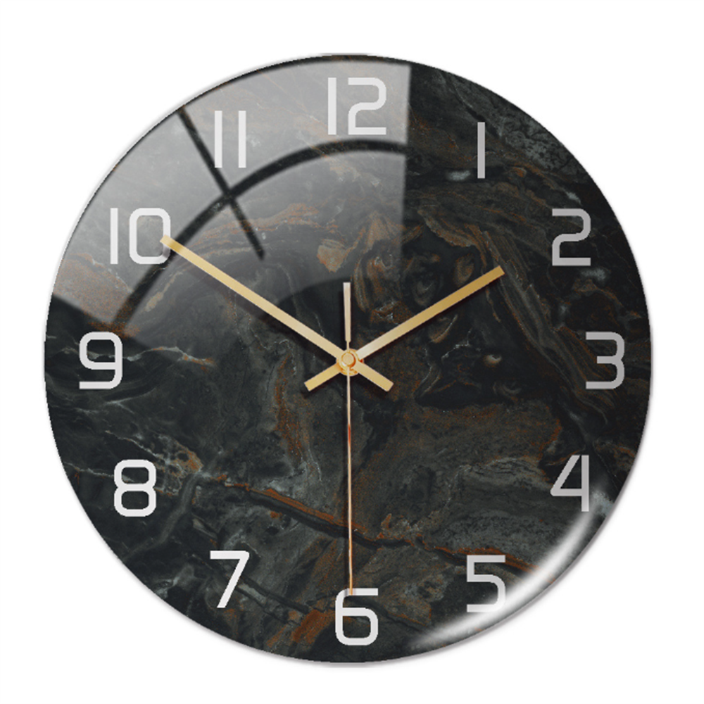 Wall Clocks : Horloge Murale Silencieuse Ø30cm, Effet Marbre Blanc Luxe Moderne pour Salon/Bureau dans de Marche Lino