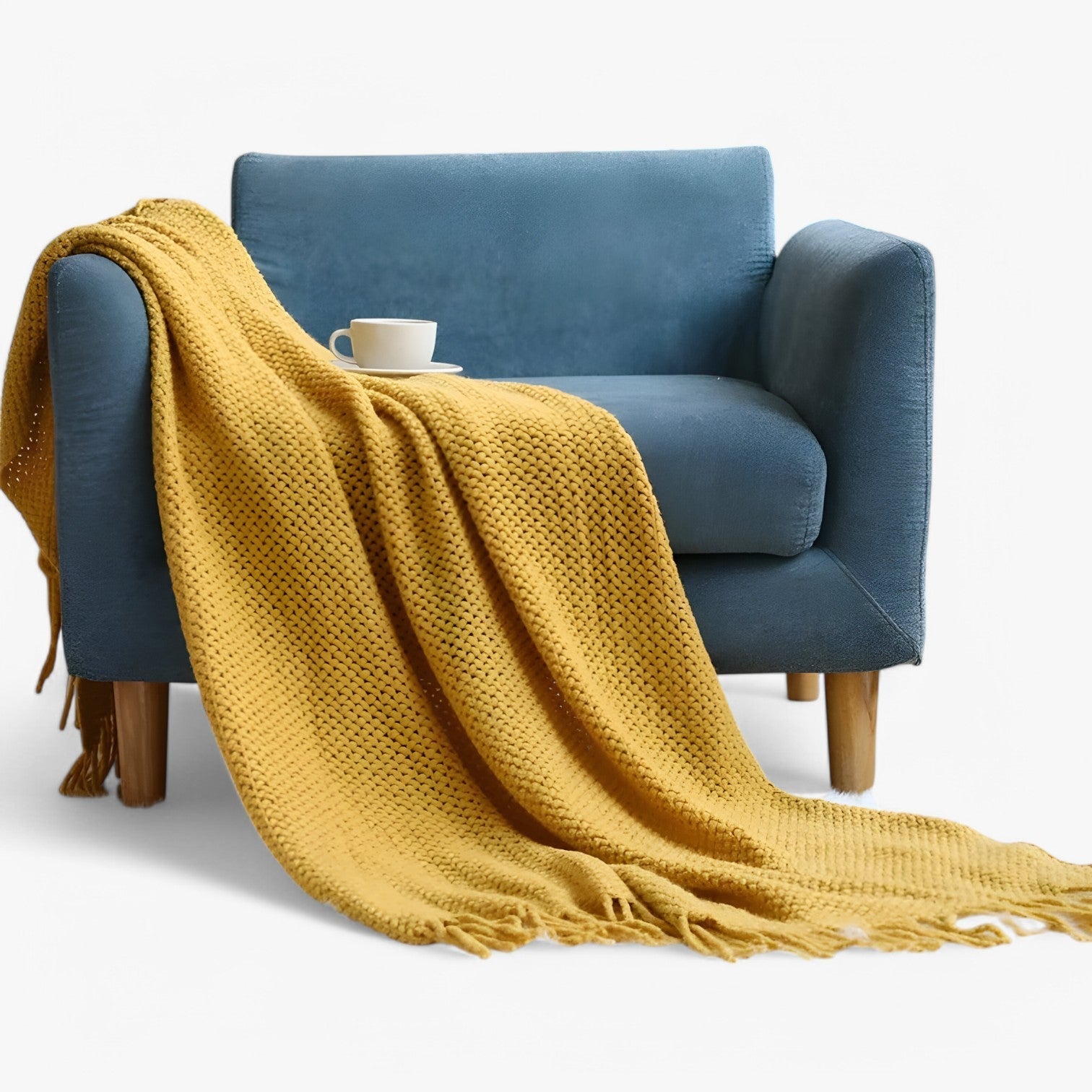 Plaid tricoté douillet – doux, chaud et élégant avec des franges Homme
